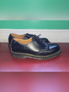 Dr Martens 1461 Smooth Black Leather Oxford 3 Eye Shoes Size 8